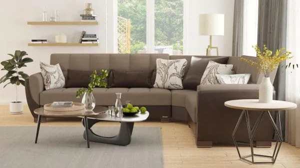 Ottomanson Armada Air Collection Light Taupe/Dark Brown Sectional