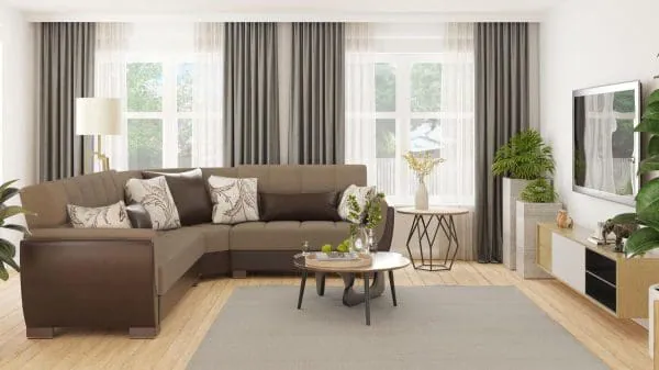 Ottomanson Armada Air Collection Light Taupe/Dark Brown Sectional