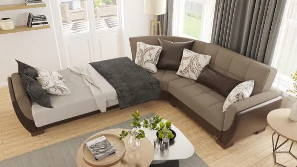 Ottomanson Armada Air Collection Light Taupe/Dark Brown Sectional