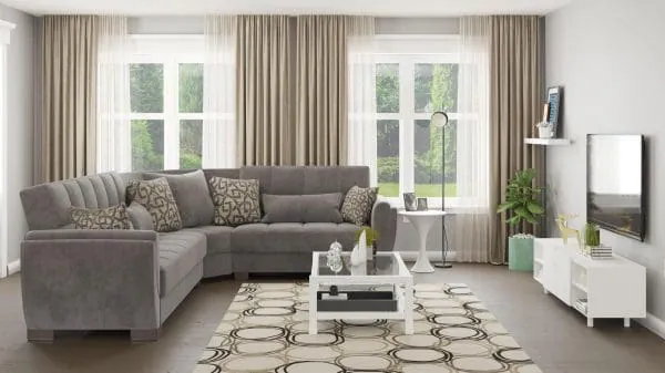 Ottomanson Armada Air Collection Pewter Gray Sectional