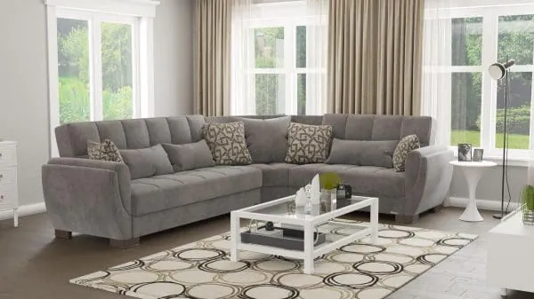 ottomanson Armada Air Collection Pewter Gray Sectional