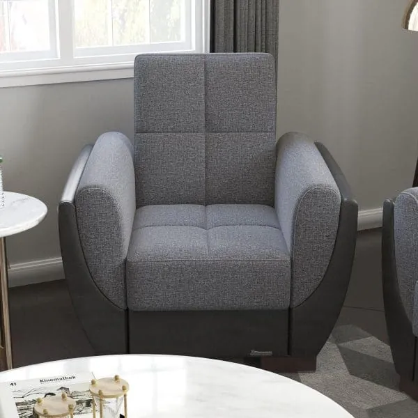 ottomanson Armada Air Collection Salt and Pepper Gray/Black Armchair