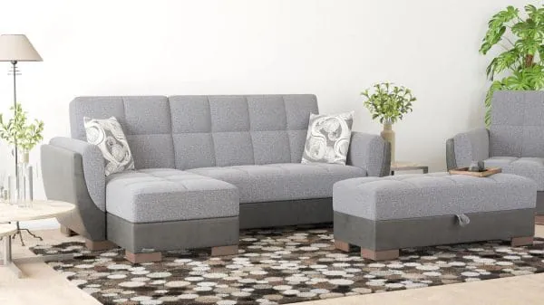 Ottomanson Armada Air Collection Salt And Pepper Gray/Black Chaise Lounge