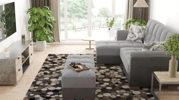 Ottomanson Armada Air Collection Salt And Pepper Gray/Black Chaise Lounge