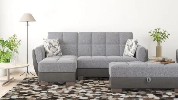 ottomanson Armada Air Collection Salt and Pepper Gray/Black Chaise Lounge