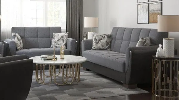 Ottomanson Armada Air Collection Salt And Pepper Gray/Black Loveseat