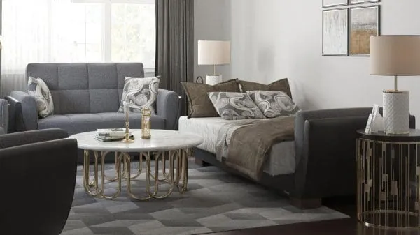 Ottomanson Armada Air Collection Salt And Pepper Gray/Black Loveseat