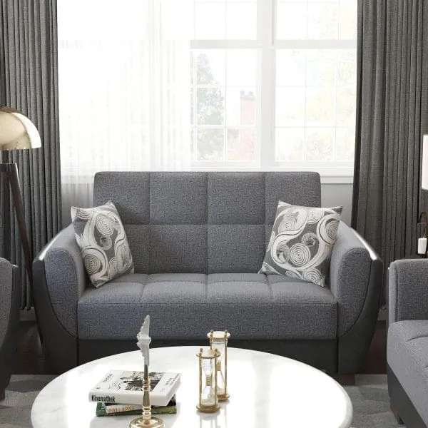 ottomanson Armada Air Collection Salt and Pepper Gray/Black Loveseat