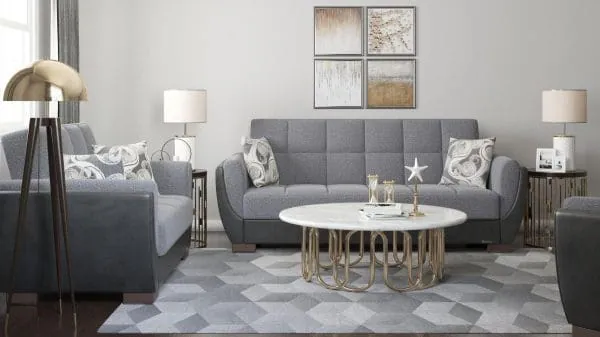 Ottomanson Armada Air Collection Salt And Pepper Gray/Black Sofabed