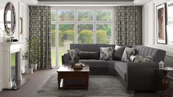 Ottomanson Armada Air Collection Salt And Pepper Gray/Black Sectional