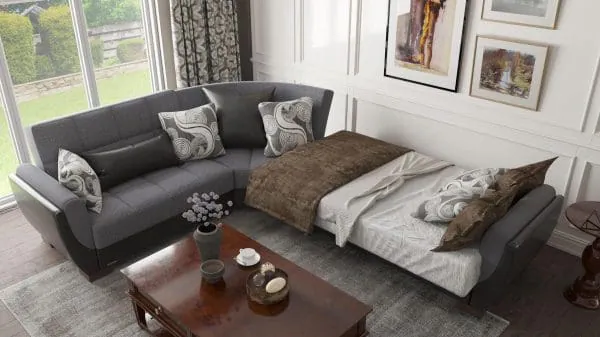 Ottomanson Armada Air Collection Salt And Pepper Gray/Black Sectional