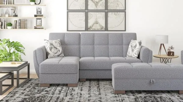 ottomanson Armada Air Collection Salt and Pepper Gray Chaise Lounge