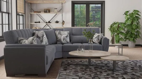 Ottomanson Armada Air Collection Salt And Pepper Gray Sectional