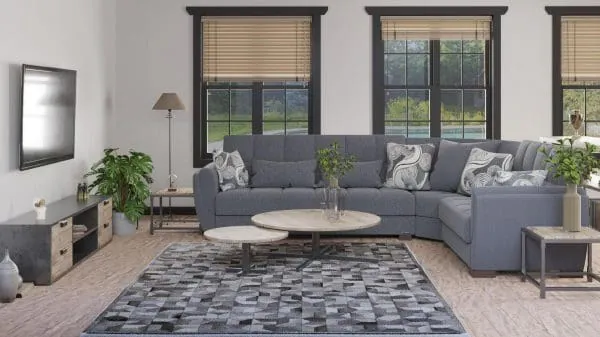 Ottomanson Armada Air Collection Salt And Pepper Gray Sectional