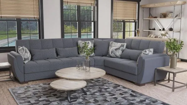 ottomanson Armada Air Collection Salt and Pepper Gray Sectional