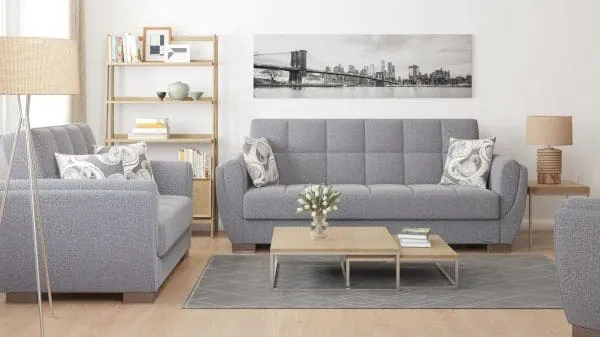 Ottomanson Armada Air Collection Salt And Pepper Gray Sofabed