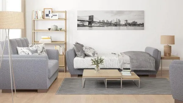 Ottomanson Armada Air Collection Salt And Pepper Gray Sofabed