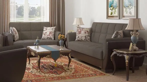 Ottomanson Armada Air Collection Tannin Brown/Dark Brown Loveseat