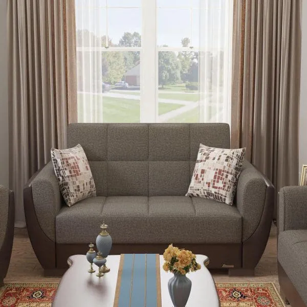 ottomanson Armada Air Collection Tannin Brown/Dark Brown Loveseat