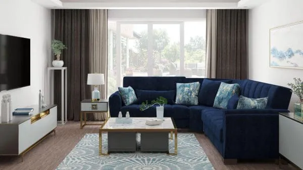 Ottomanson Armada Air Collection True Blue Sectional