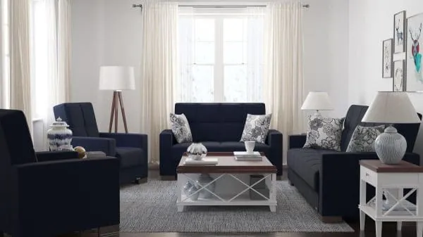 Ottomanson Armada Collection Black Blue Denim Armchair
