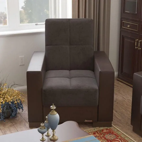 ottomanson Armada Collection Friar Brown/Dark Brown Armchair