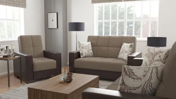 Ottomanson Armada Collection Light Taupe/Dark Brown Armchair