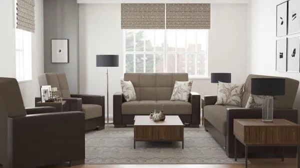 Ottomanson Armada Collection Light Taupe/Dark Brown Armchair