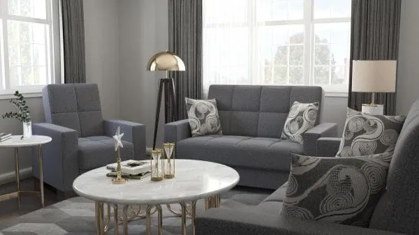 Ottomanson Armada Collection Salt And Pepper Gray Armchair