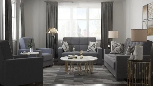 Ottomanson Armada Collection Salt And Pepper Gray Armchair