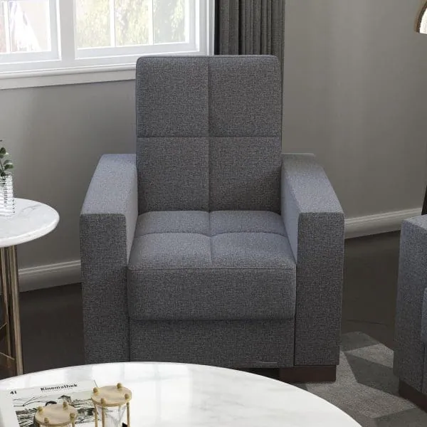 ottomanson Armada Collection Salt and Pepper Gray Armchair