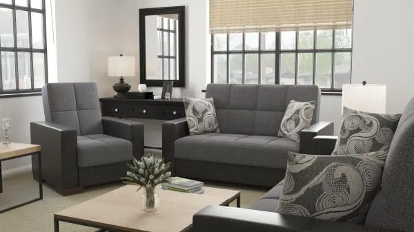 Ottomanson Armada Collection Salt And Pepper Gray/Black Armchair