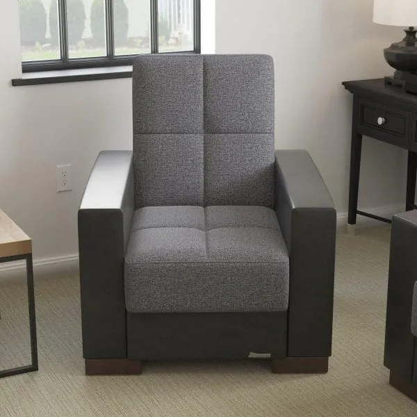 ottomanson Armada Collection Salt and Pepper Gray/Black Armchair