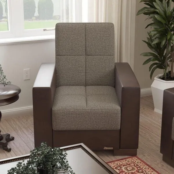 ottomanson Armada Collection Tannin Brown/Dark Brown Armchair