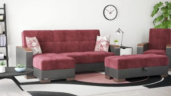 Ottomanson Armada Luxe Collection Beaujolais/Black Chaise Lounge