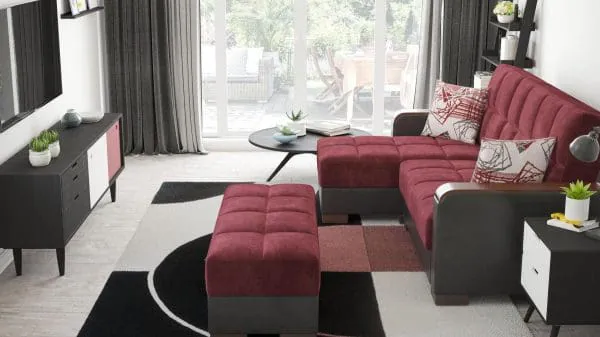 Ottomanson Armada Luxe Collection Beaujolais/Black Chaise Lounge