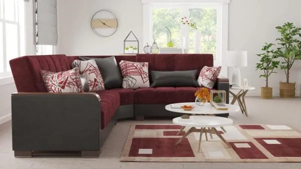 Ottomanson Armada Luxe Collection Beaujolais/Black Sectional