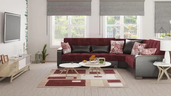 Ottomanson Armada Luxe Collection Beaujolais/Black Sectional