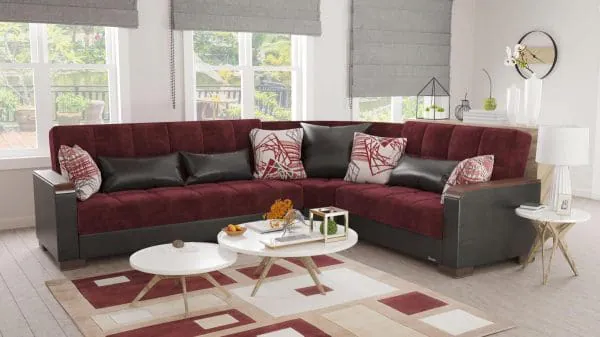 ottomanson Armada Luxe Collection Beaujolais/Black Sectional