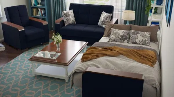 Ottomanson Armada Luxe Collection Black Blue Denim Armchair