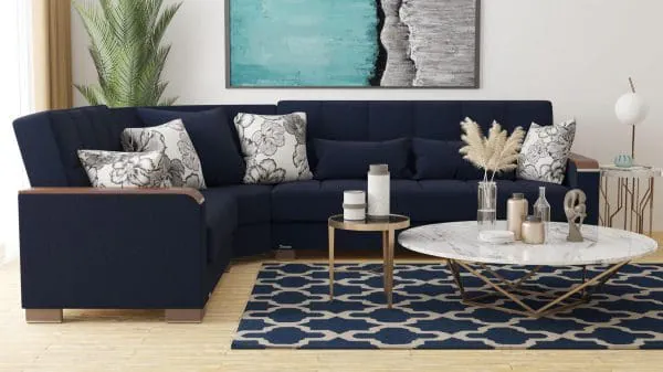 Ottomanson Armada Luxe Collection Black Blue Denim Sectional