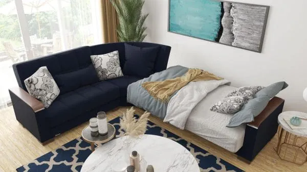 Ottomanson Armada Luxe Collection Black Blue Denim Sectional