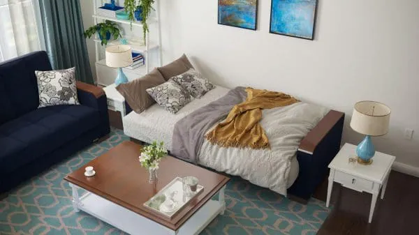 Ottomanson Armada Luxe Collection Black Blue Denim Sofabed