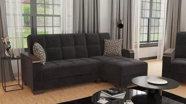 Ottomanson Armada Luxe Collection Black Chaise Lounge