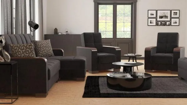 Ottomanson Armada Luxe Collection Black Chaise Lounge