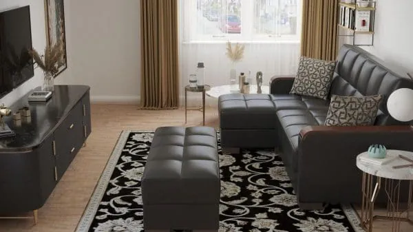 Ottomanson Armada Luxe Collection Black Chaise Lounge