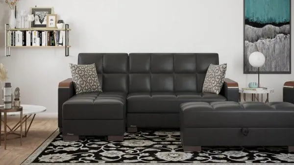 ottomanson Armada Luxe Collection Black Chaise Lounge