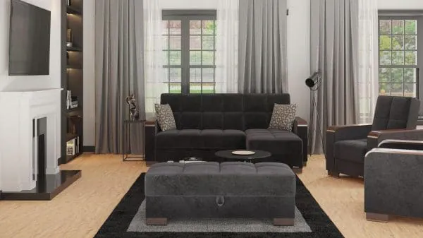 ottomanson Armada Luxe Collection Black Chaise Lounge