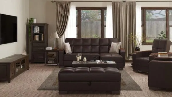 ottomanson Armada Luxe Collection Dark Brown Chaise Lounge