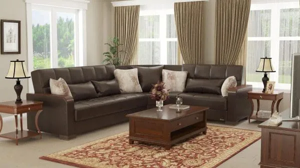ottomanson Armada Luxe Collection Dark Brown Sectional